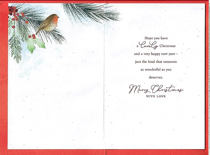 UK Greetings Christmas card featuring a robin on a bauble design, perfect for sister-in-law holiday greetings.