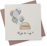 UK Greetings Just Married car design wedding congratulations greeting card with festive wedding-themed illustrations.