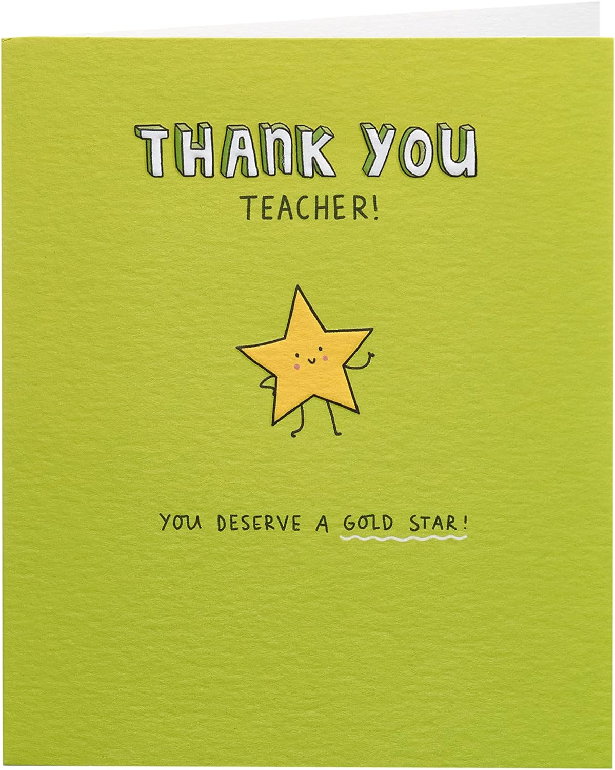 UK Greetings Kindred thank you teacher card featuring a gold star design, ideal for expressing appreciation to educators.