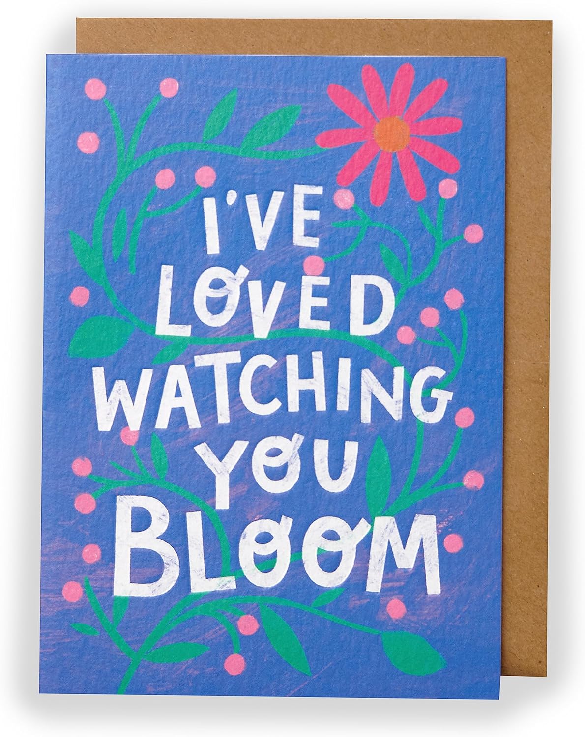 UK Greetings Kindred greeting card featuring a floral design with the message "I've loved watching you bloom" for special occasions.