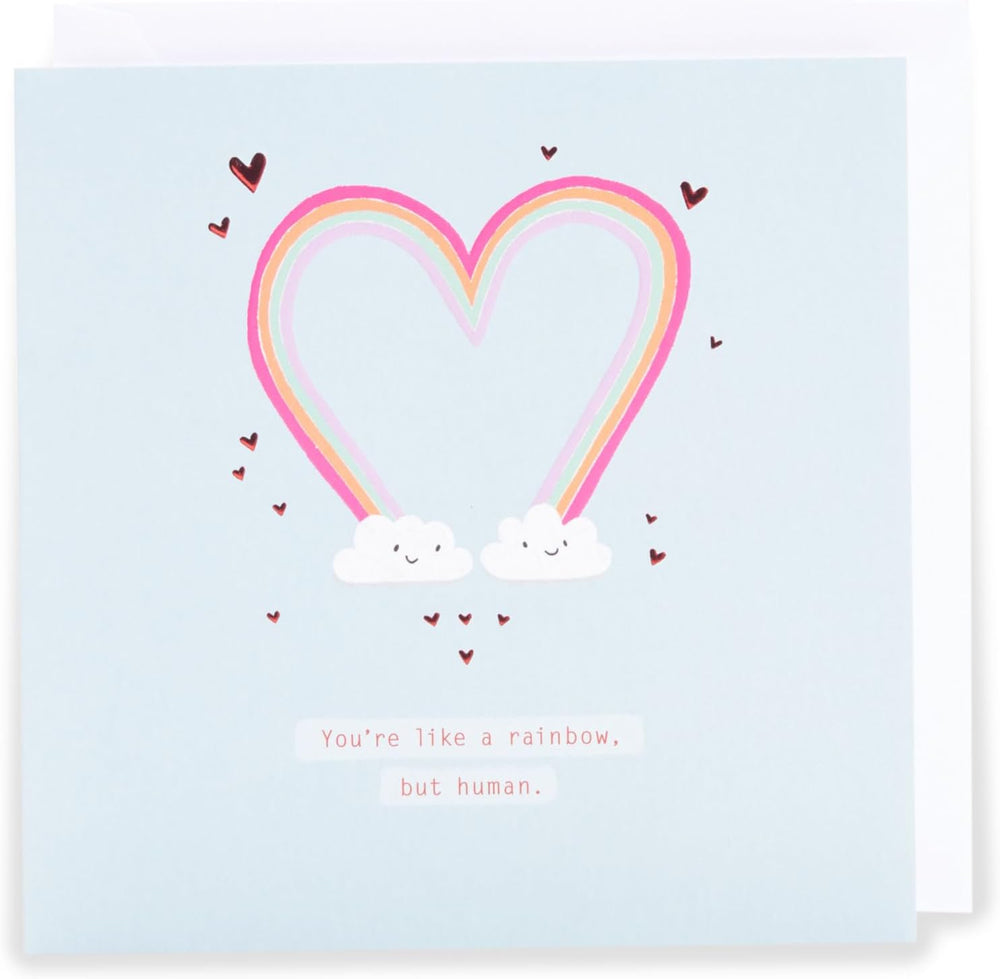 UK Greetings Kindred Valentine's Card featuring colorful rainbow-like design and heartfelt message, perfect for expressing love.