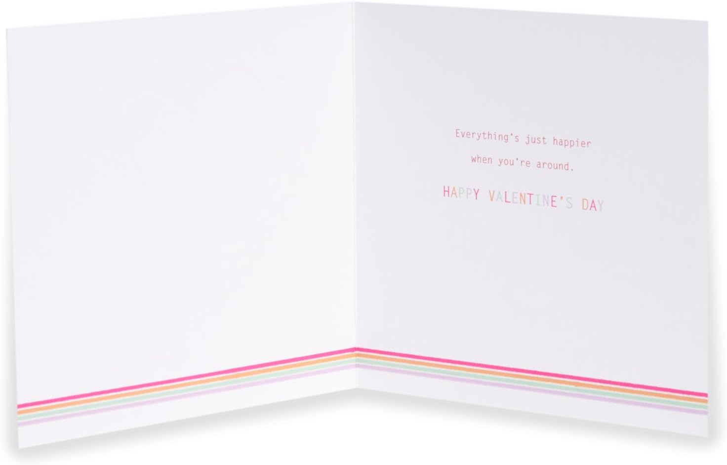 UK Greetings Valentine’s card titled "Like a Rainbow But Human" featuring colorful rainbow illustrations and heartfelt message.