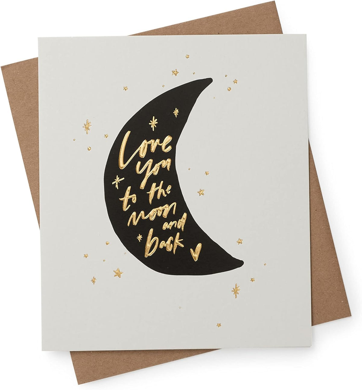UK Greetings Kindred Love You to the Moon and Back greeting card showing a heartfelt message and celestial design.