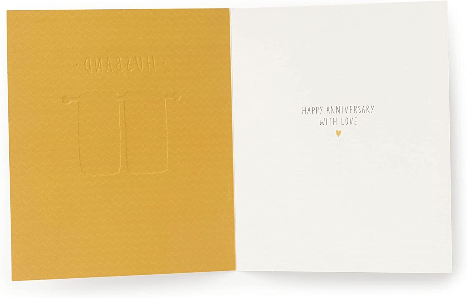 UK Greetings Kindred Range husband anniversary greeting card featuring heartfelt design and message for special occasions.