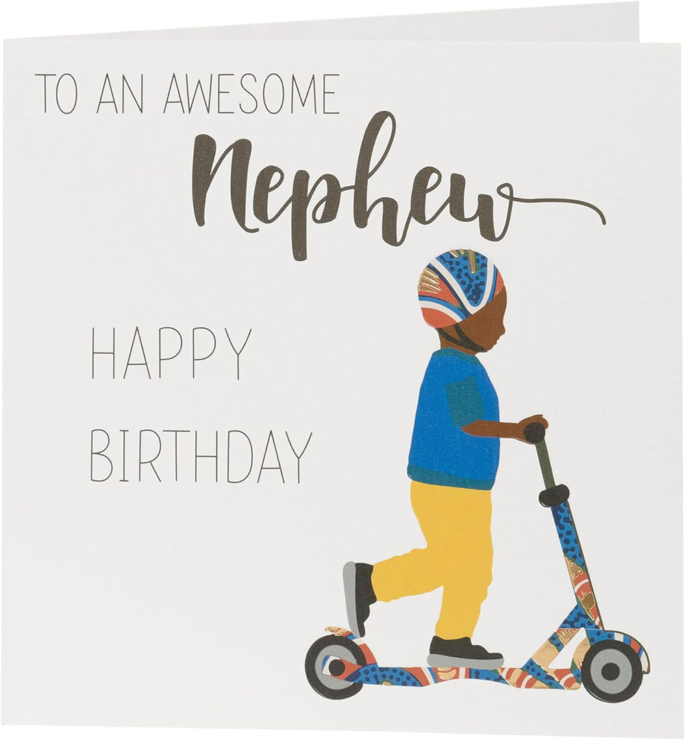 UK Greetings Kindred X Afrotouch birthday card featuring colorful artwork for an awesome nephew.