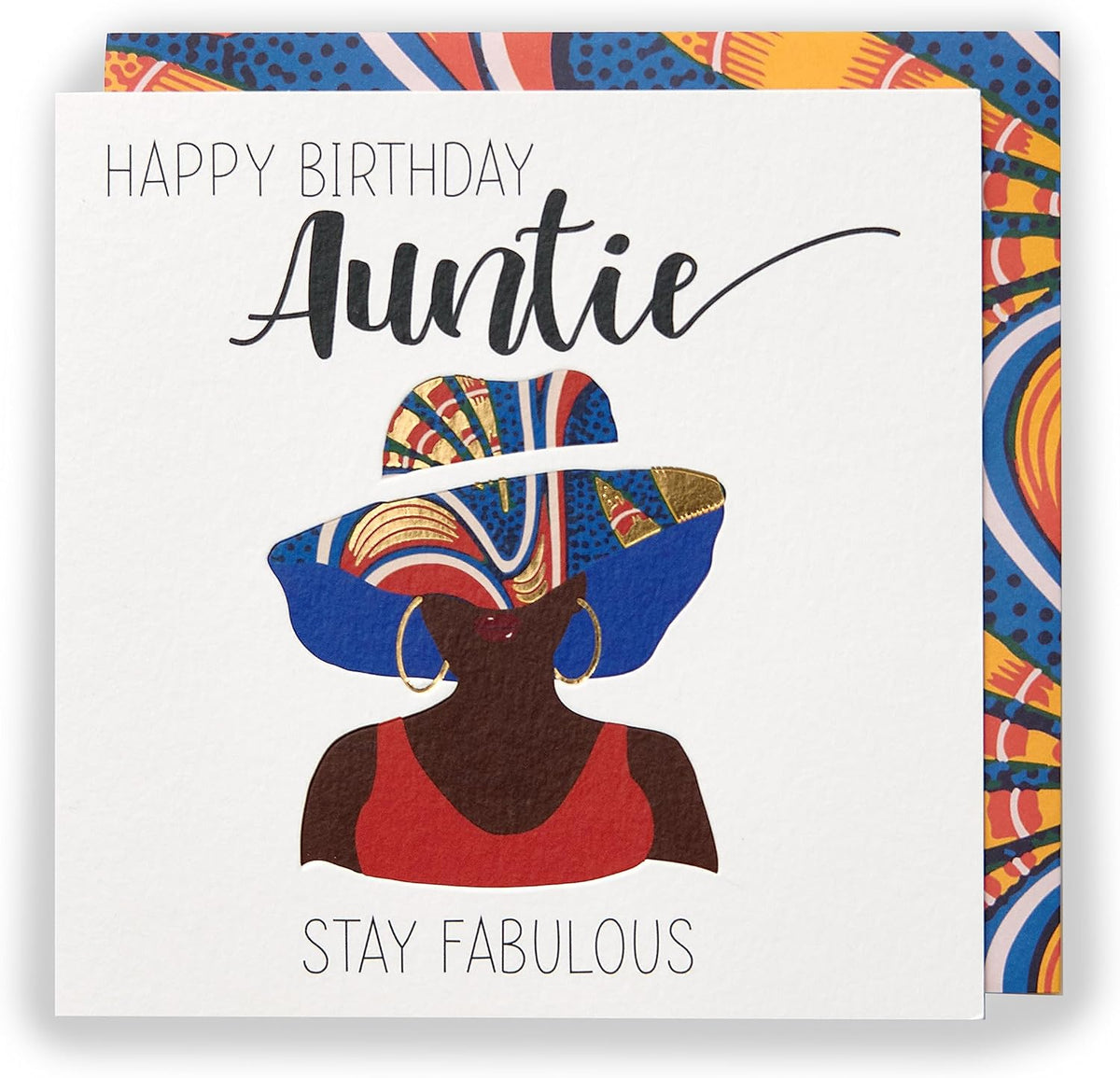 UK Greetings Kindred X Afrotouch birthday greeting card for Auntie, featuring vibrant design and heartfelt message.