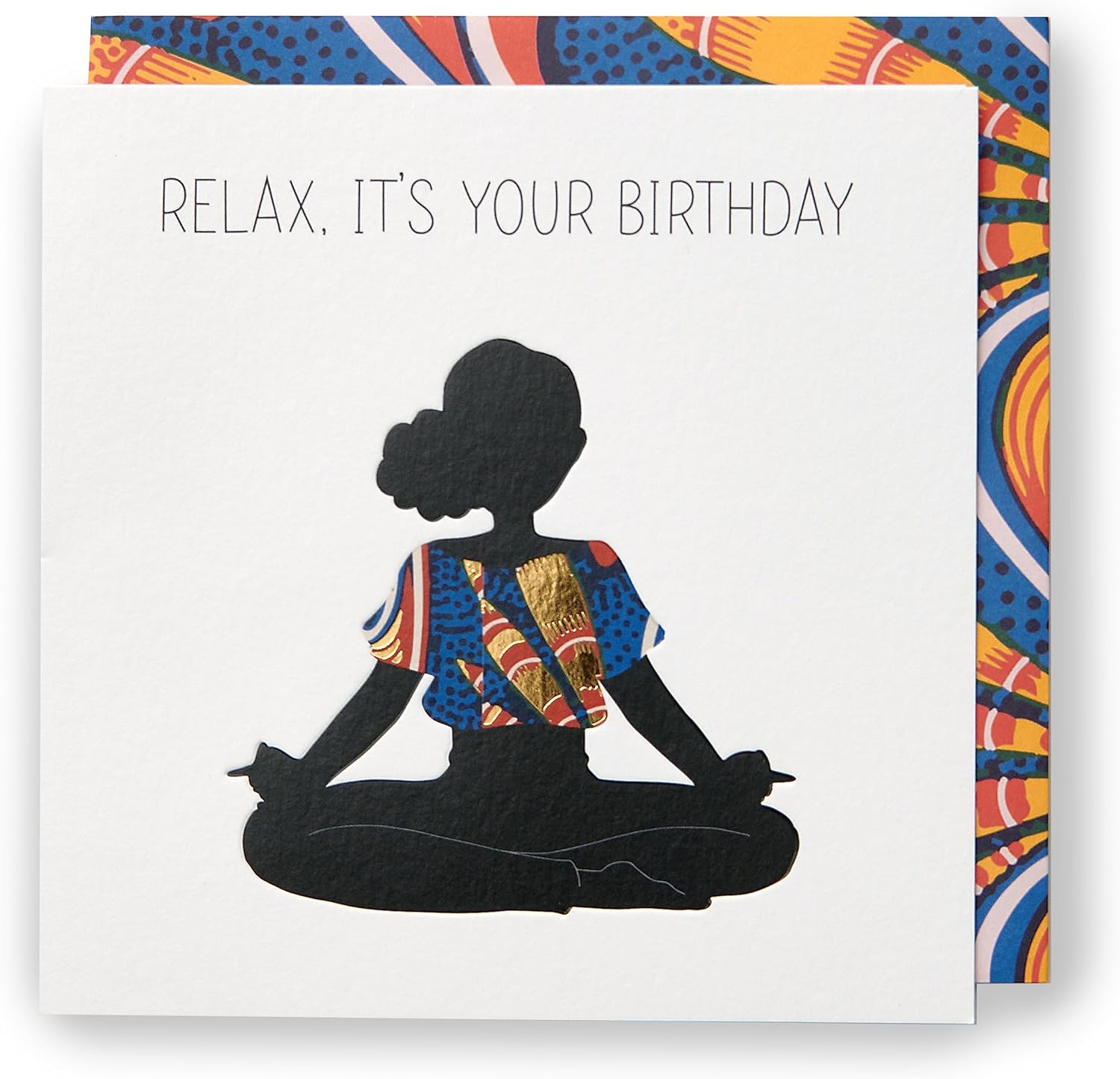 UK Greetings Kindred X Afrotouch birthday greeting card featuring a relaxing design with vibrant colors and artistic illustrations.