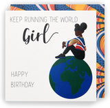 UK Greetings Kindred X Afrotouch girl birthday card featuring vibrant illustrations and a heartfelt message for special occasions.