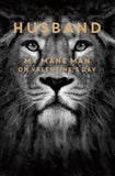 UK Greetings Lion Valentine’s Day Card for Husband featuring a cartoon lion and heartfelt message for My Mane Man.
