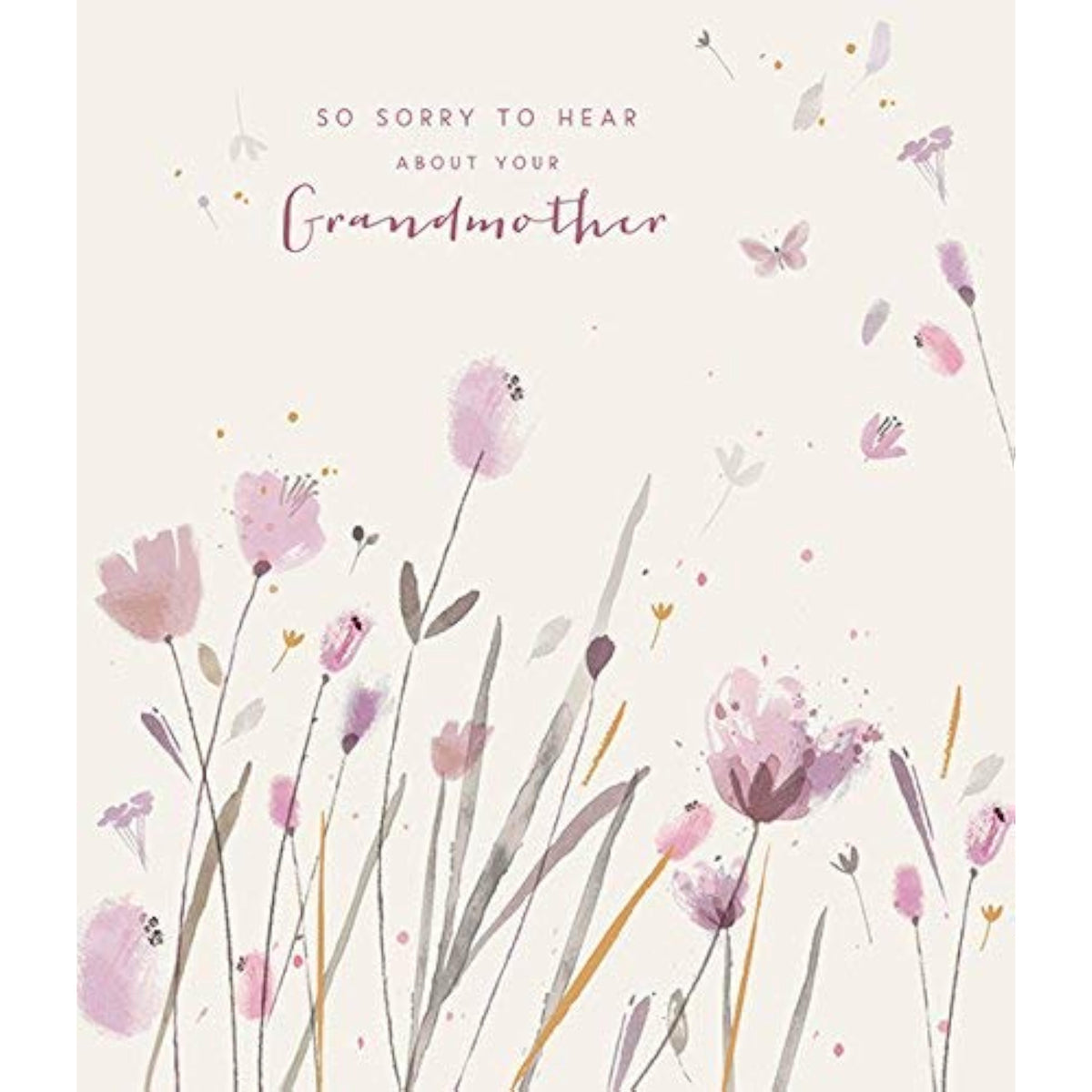 UK Greetings floral watercolour sympathy card for loss of grandma, featuring a delicate floral design on a greeting card.