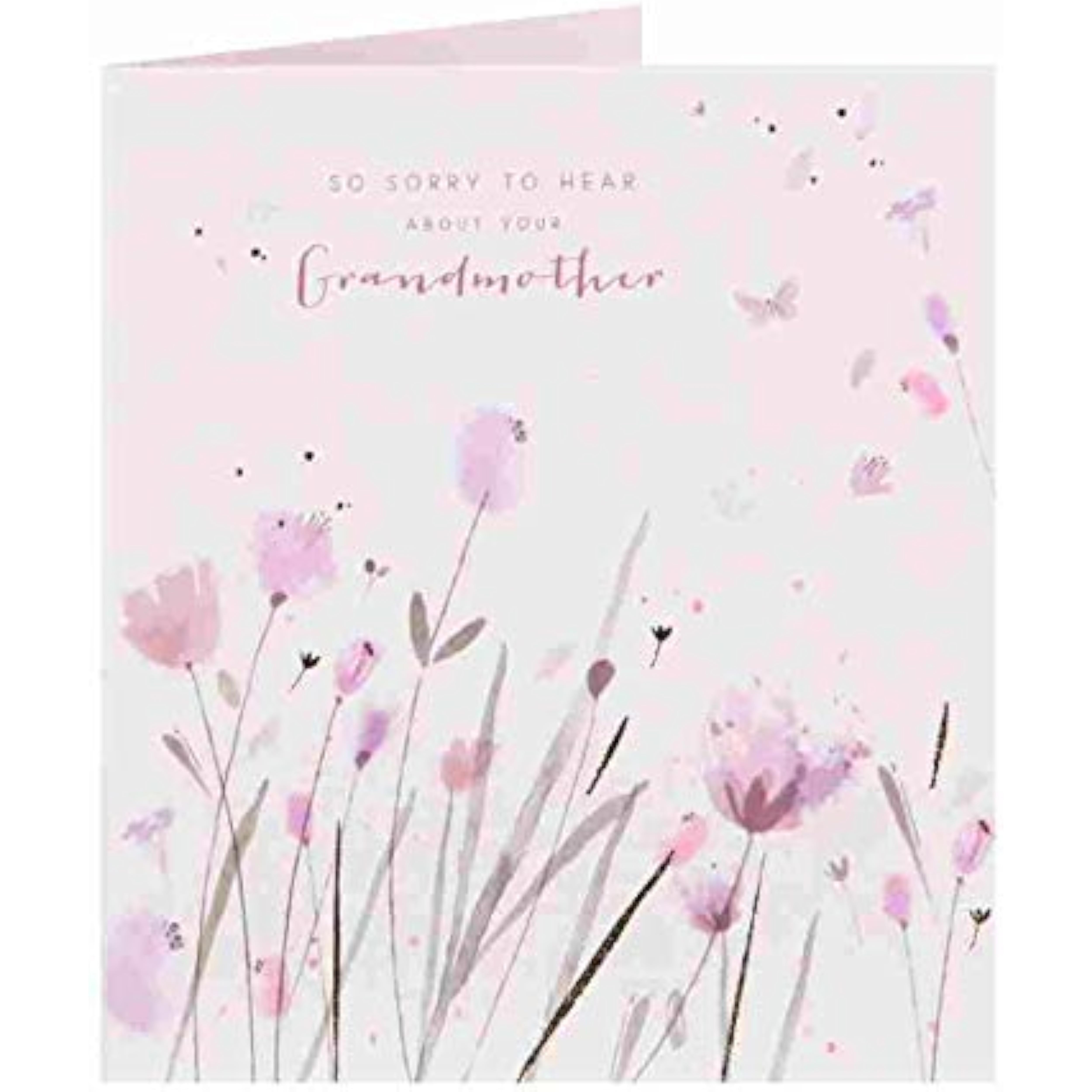 UK Greetings floral watercolor sympathy card for loss of grandma, featuring gentle floral design and heartfelt message.