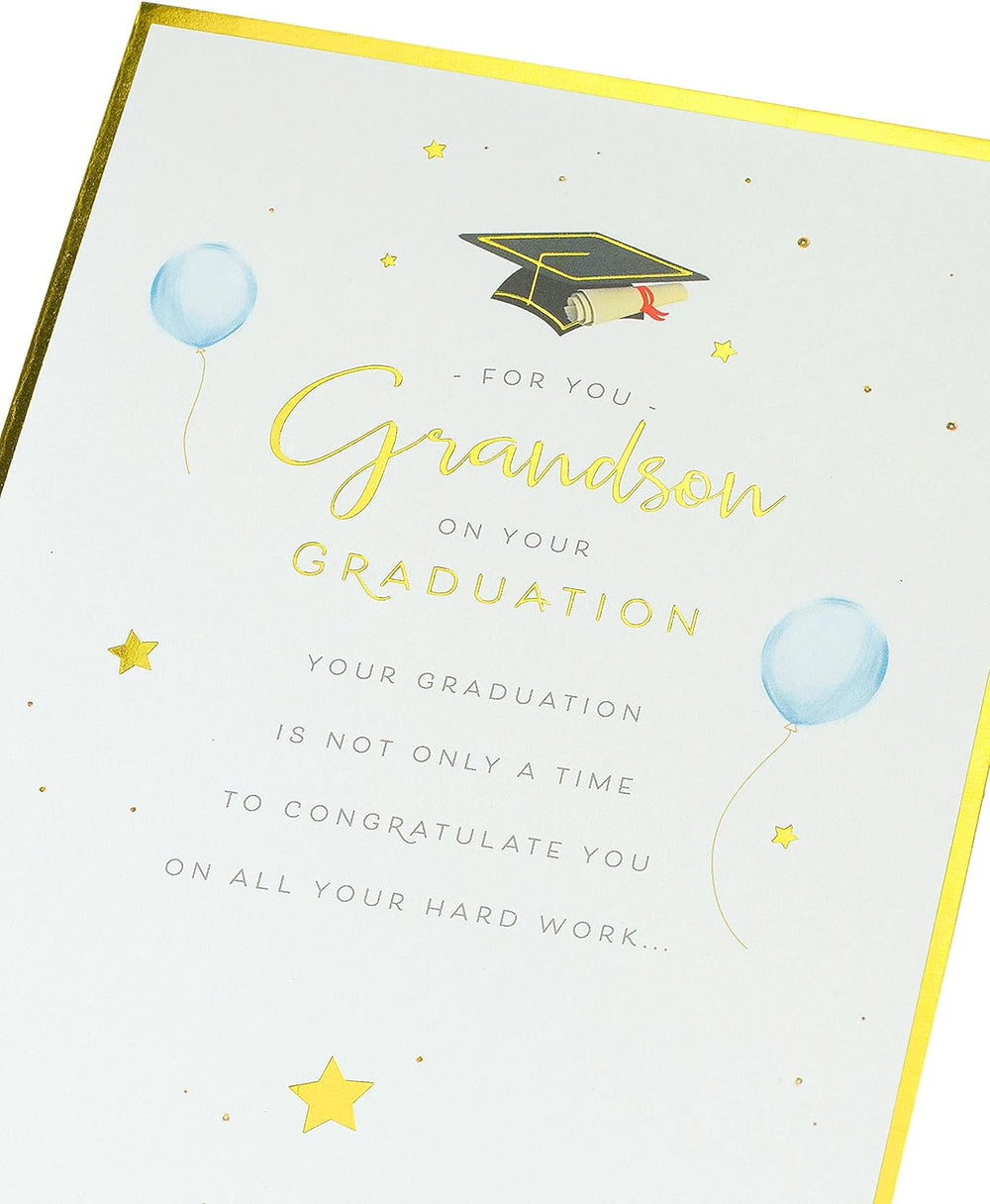 UK Greetings congratulation card for grandson's graduation, featuring a lovely design, perfect for celebrating his achievement.