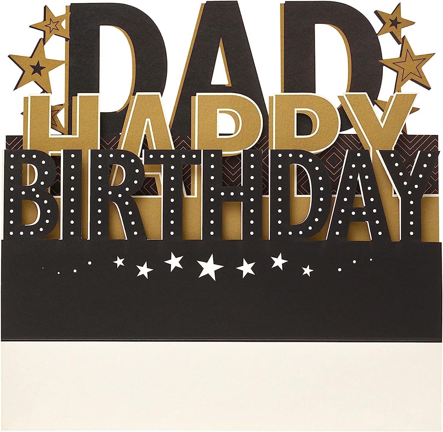 UK Greetings Dad birthday card with lovely design and 3D pop-up lettering, featuring a cheerful and festive greeting.
