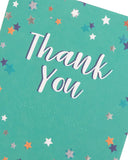 UK Greetings thank you card with stars and braille design, featuring a lovely, decorative greeting card for expressing gratitude.