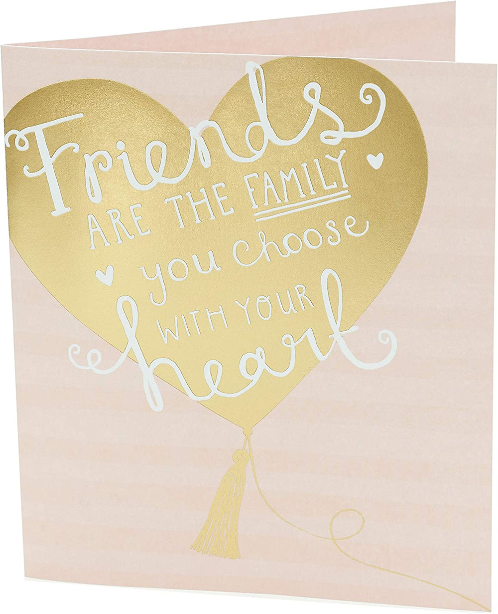 UK Greetings birthday greeting card featuring a heartfelt message about friends being the family you choose.