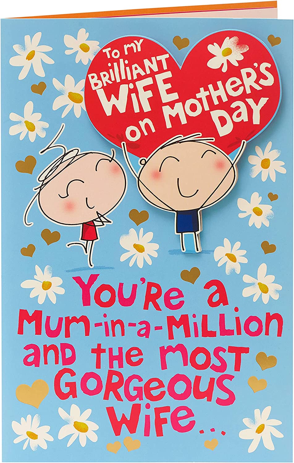 UK Greetings Mother's Day card for wife with a lovely verse, featuring floral design and heartfelt message inside.