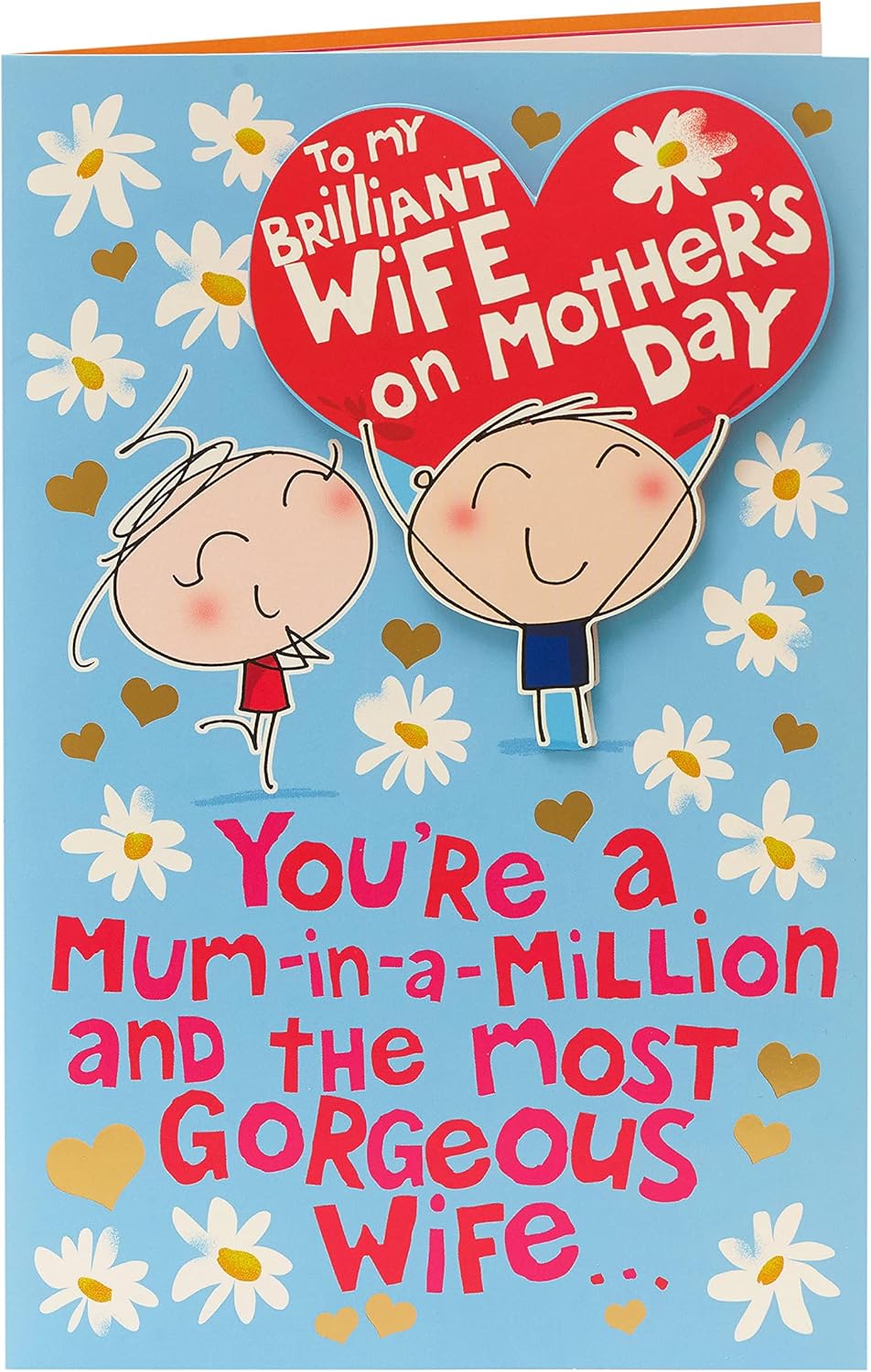 UK Greetings Mother's Day card for wife featuring a heartfelt verse, showcasing floral design and elegant greeting card style.