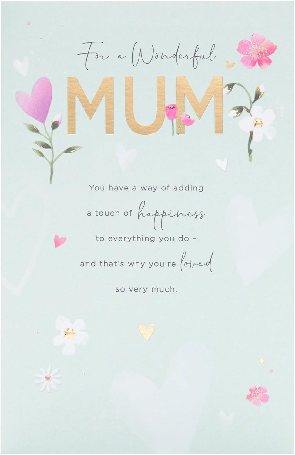 UK Greetings Loving Design Mum birthday card featuring heartfelt floral artwork and elegant lettering, perfect for celebrating mom.