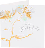UK Greetings Luxury Foil Flower Birthday Card from the Elegant Camden Collection, featuring a floral design and gold foil accents.