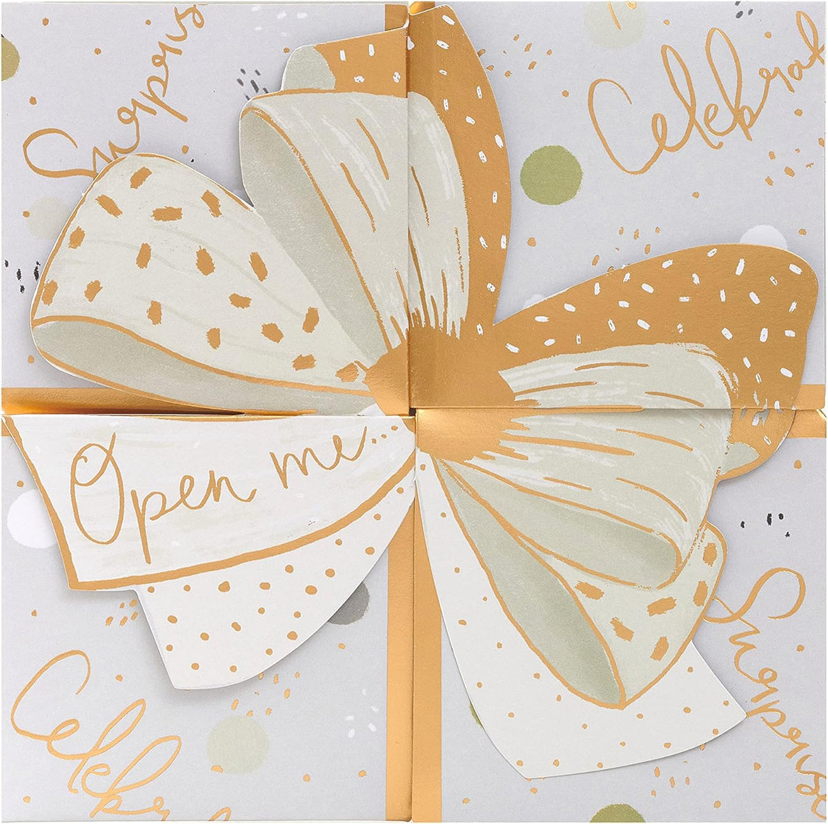 UK Greetings luxury pop-up money wallet gift card holder with an elegant gold bow design, perfect for special occasions.