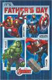 Marvel Avengers Father's Day greeting card by UK Greetings featuring superhero characters and vibrant design.