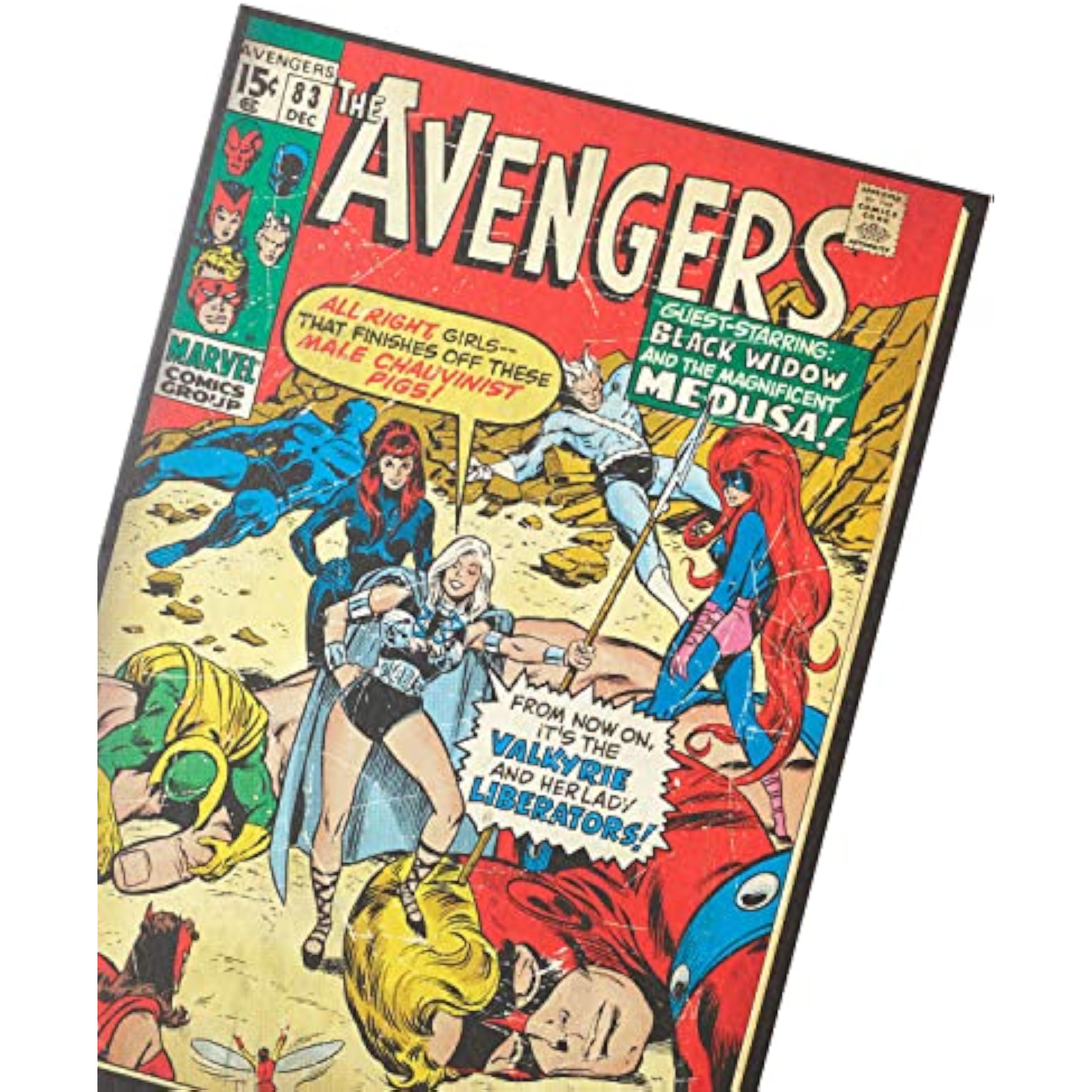 Marvel Avengers retro vintage comic book birthday card by UK Greetings featuring classic superhero artwork.