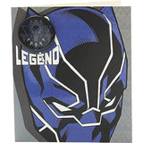 UK Greetings Marvel Black Panther birthday greeting card with badge, featuring Black Panther design and festive elements.