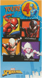 Marvel Spider-Man birthday greeting card by UK Greetings featuring Spider-Man with a badge on the front.