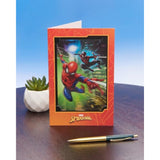 UK Greetings Marvel Spiderman 3D keepsake birthday card featuring Spiderman in action for boys' birthday celebrations.