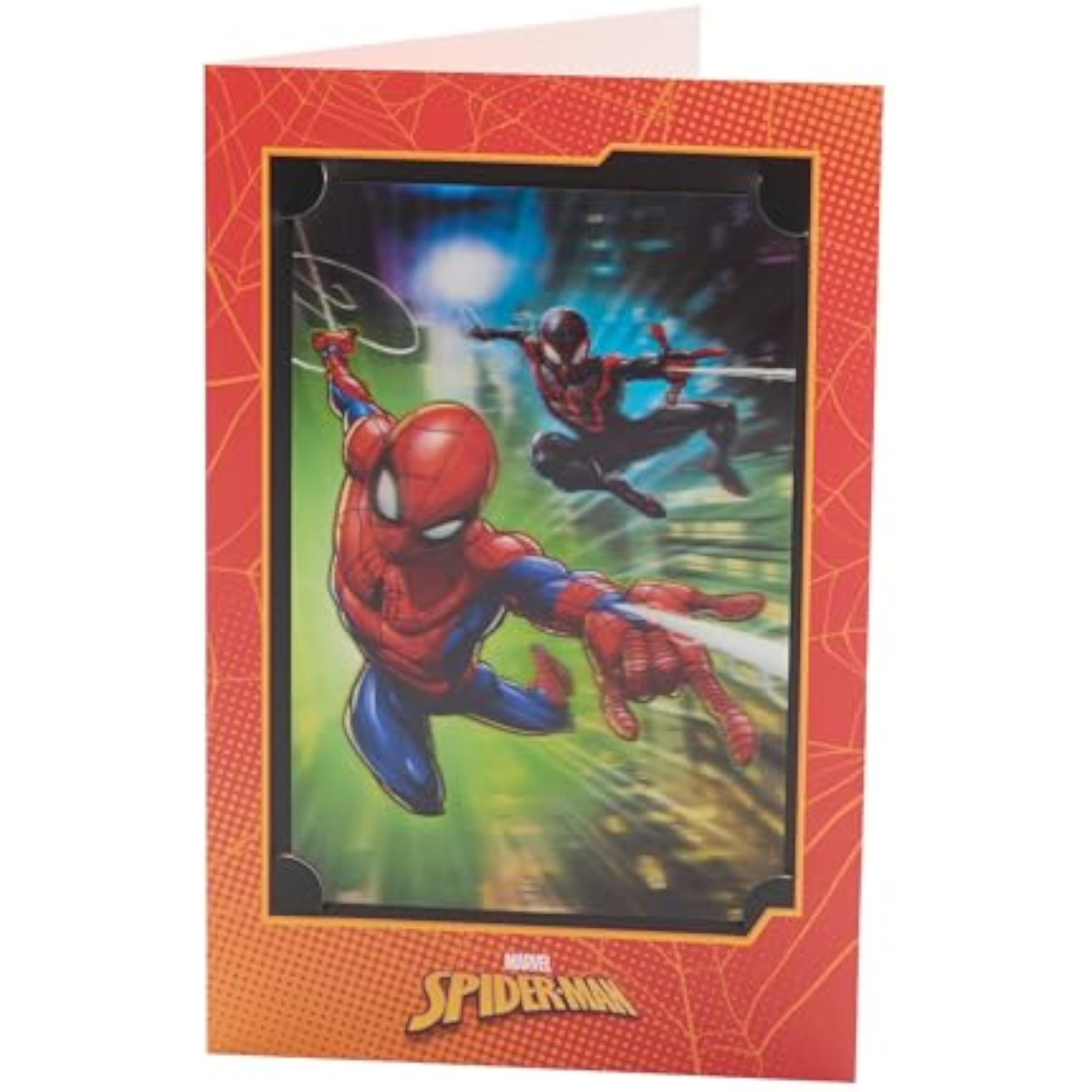 UK Greetings Marvel Spiderman 3D keepsake boy birthday card featuring Spiderman illustration with a vibrant, colorful design.