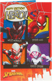 UK Greetings Marvel Spiderman birthday greeting card featuring Spiderman in a dynamic pose on the front.