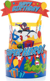 Marvel Spider-Man Fun Hero Pop-up Birthday Card by UK Greetings featuring a colorful Spider-Man design inside.