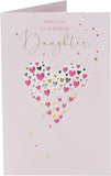 UK Greetings Mini Hearts Daughter Birthday Card featuring a charming hearts design, perfect for celebrating a special occasion.