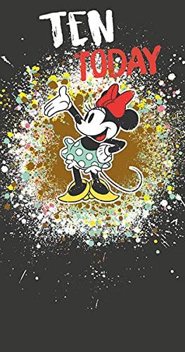 UK Greetings Minnie Mouse Ten Today birthday greeting card with colorful Minnie Mouse design for a child's 10th birthday.