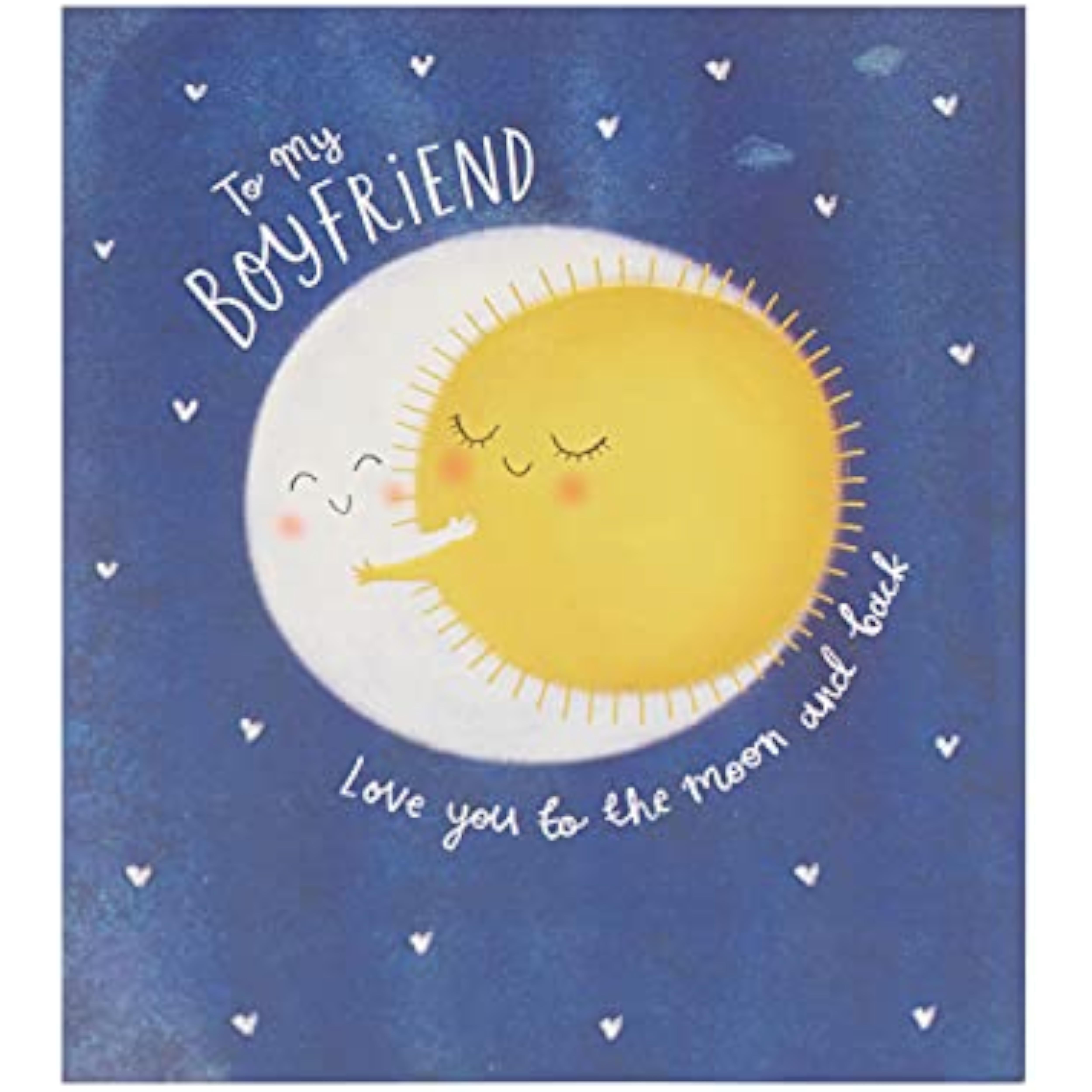 UK Greetings Moon Design Boyfriend Valentine's Day Card featuring a romantic moon illustration and heartfelt message.