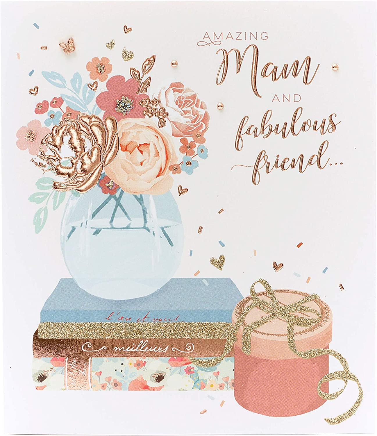 UK Greetings Mother's Day card for Mam with heartfelt verse, featuring floral design and warm message for special moms.
