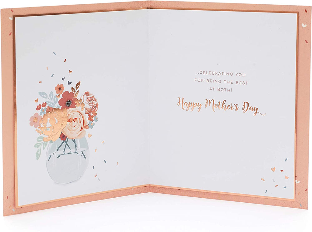 UK Greetings Mother's Day card for Mam with a heartfelt verse, featuring floral design and elegant lettering.