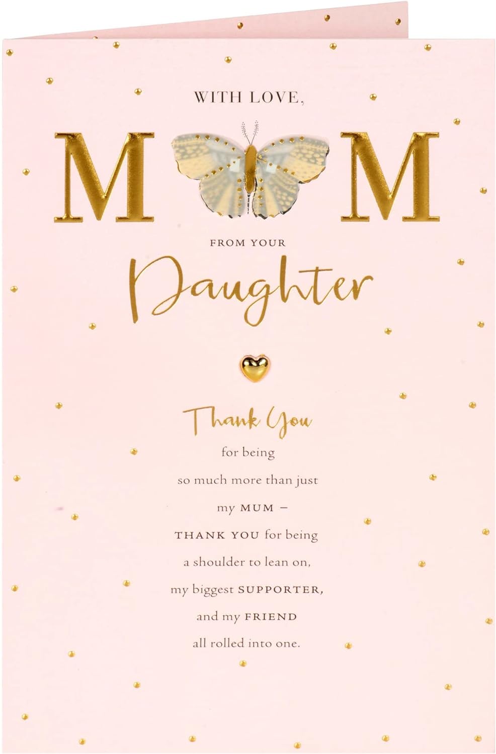 Pink UK Greetings Mother's Day Card from Daughter with Envelope, 165x254mm, featuring floral design and heartfelt message.