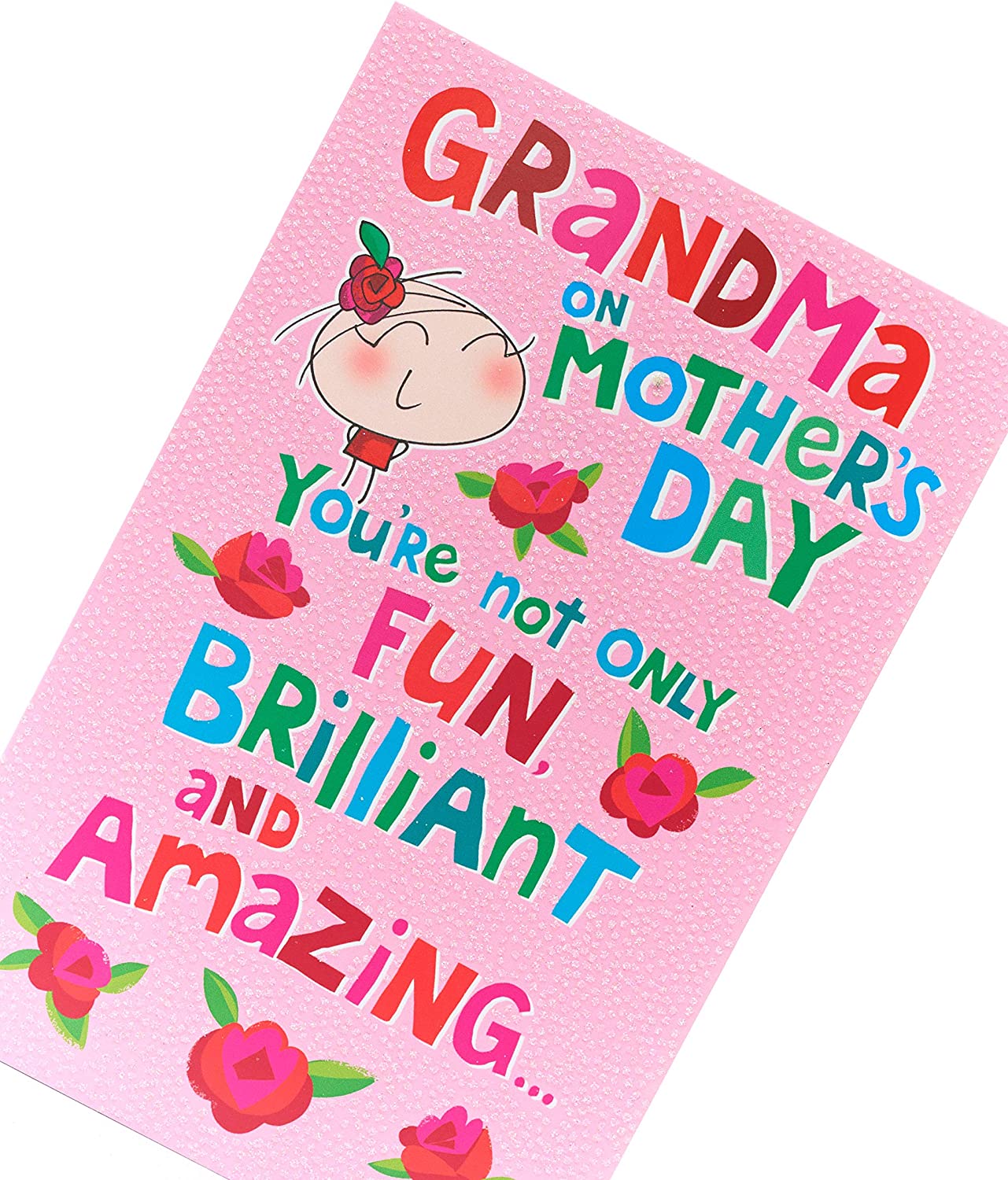 UK Greetings Mother’s Day card for grandma from grandchild, colorful fun greeting card with cheerful design and heartfelt message.