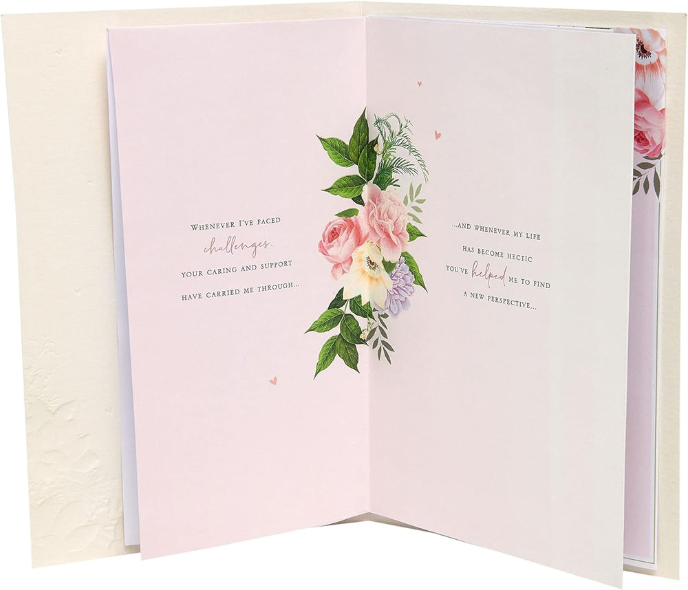 UK Greetings Mother’s Day card with envelope featuring a pretty perfume design, white background, measuring 194x295mm.
