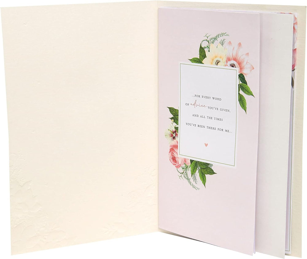UK Greetings Mother's Day card with a pretty perfume design, white background, includes envelope, measures 194 x 295mm.
