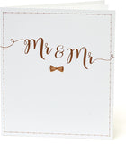 UK Greetings Mr. and Mr. congratulations wedding card for same-sex couples, featuring colorful design and festive message.