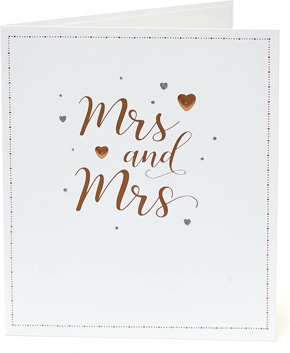 UK Greetings Mrs and Mrs same-sex wedding congratulations card featuring colorful floral design and elegant lettering.