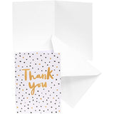 Set of 10 UK Greetings thank you cards featuring black and gold spotty design, for him, her, or friends, 130mm x 100mm.