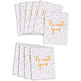 Set of 10 UK Greetings thank you cards for him, her, or friends with black and gold spotty design, 130mm x 100mm.