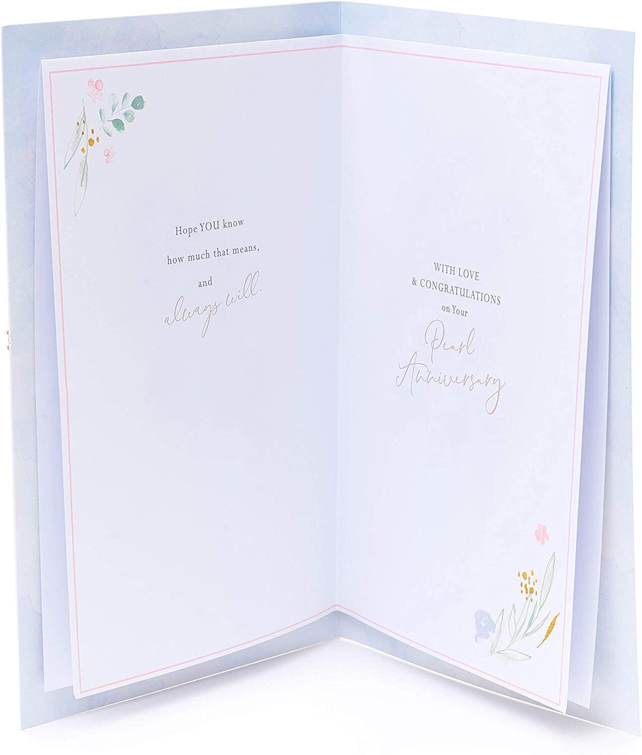 UK Greetings Mum and Dad 30th Anniversary greeting card featuring a heartfelt design for celebrating special milestones.