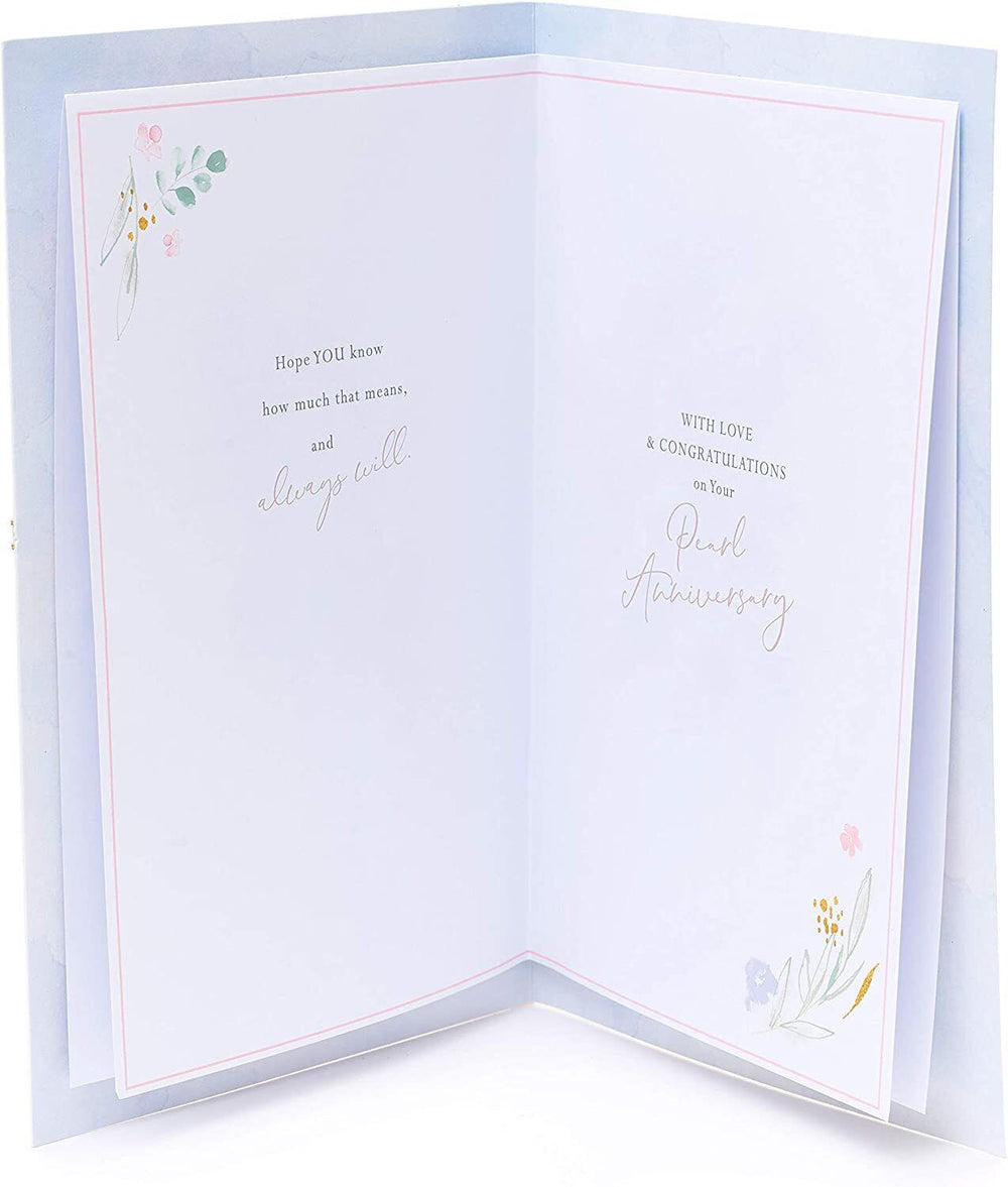 UK Greetings Mum and Dad 30th Anniversary greeting card featuring a heartfelt design for celebrating special milestones.
