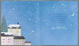 UK Greetings Mum Christmas card featuring a festive scenic design with Christmas trees and houses, perfect for holiday greetings.