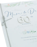 UK Greetings Mum & Dad 60th wedding anniversary greeting card with floral design and heartfelt message for special celebration.