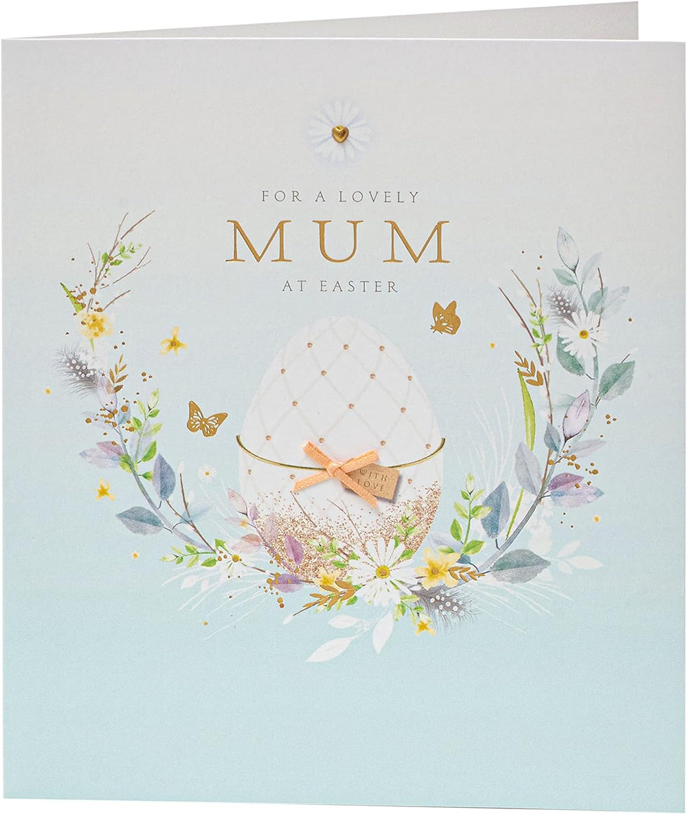 UK Greetings Mum Easter Card with Envelope featuring a lovely design, perfect for celebrating Mother's Day and Easter occasions.